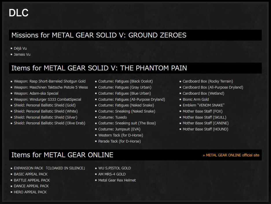 Metal Gear Solid V The Definitive Experience DLC