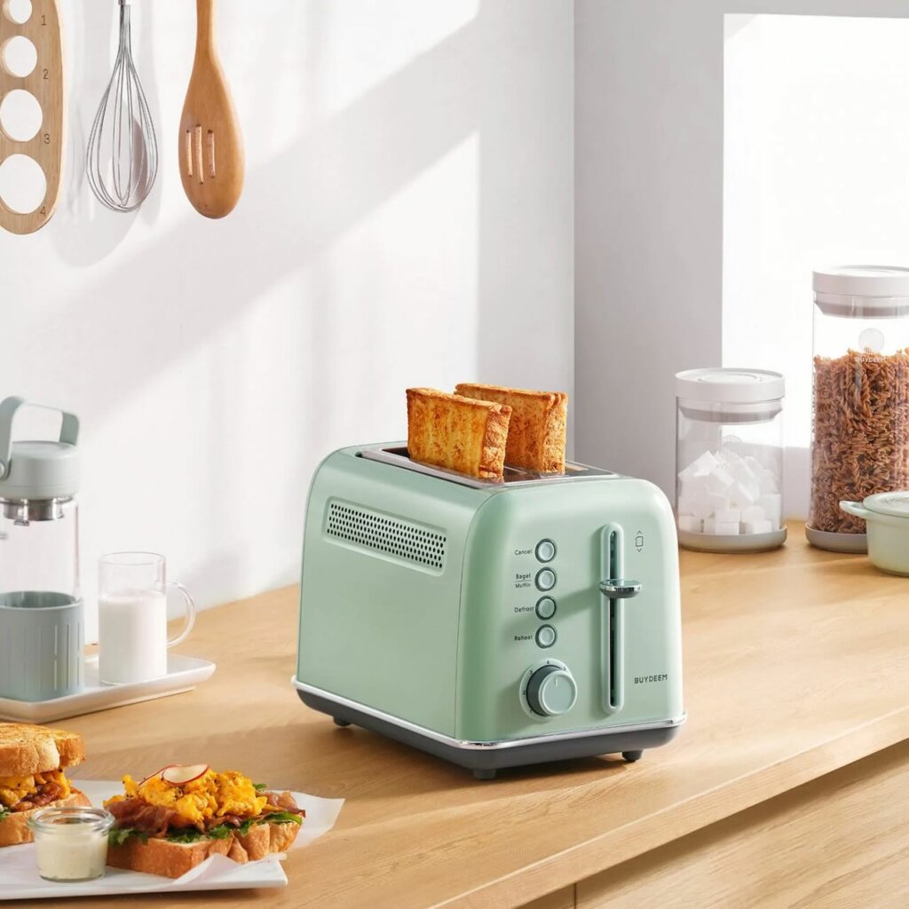 Für ein perfektes Frühstück Der Buydeem 2Slice Retro Toaster DT620 im