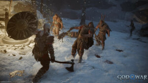 Kratos kämpft gegen Jäger 