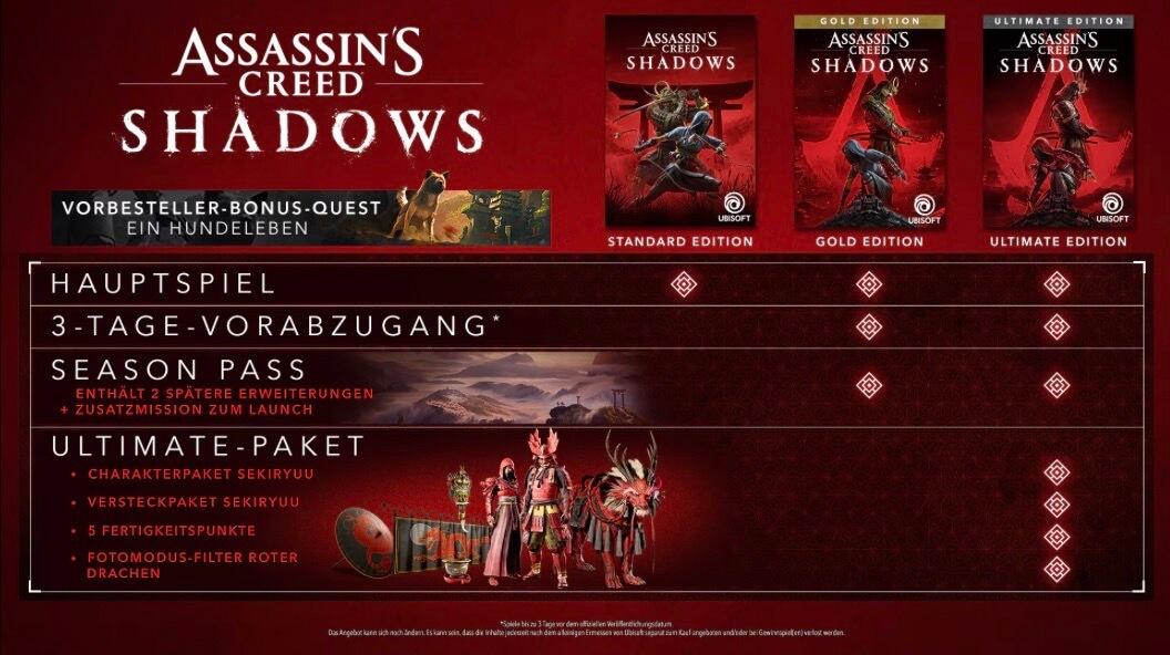 Asssassin's Creed Shadows Edition Überblick