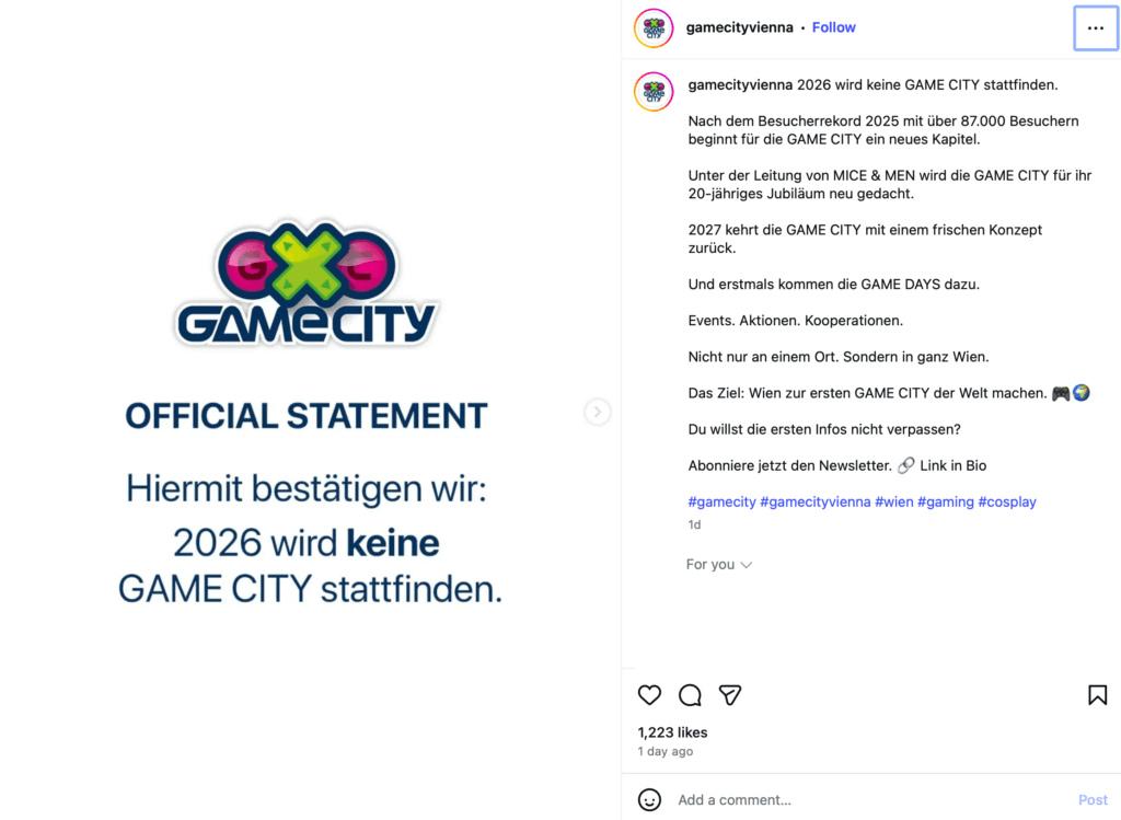 Game City 2026 pausiert